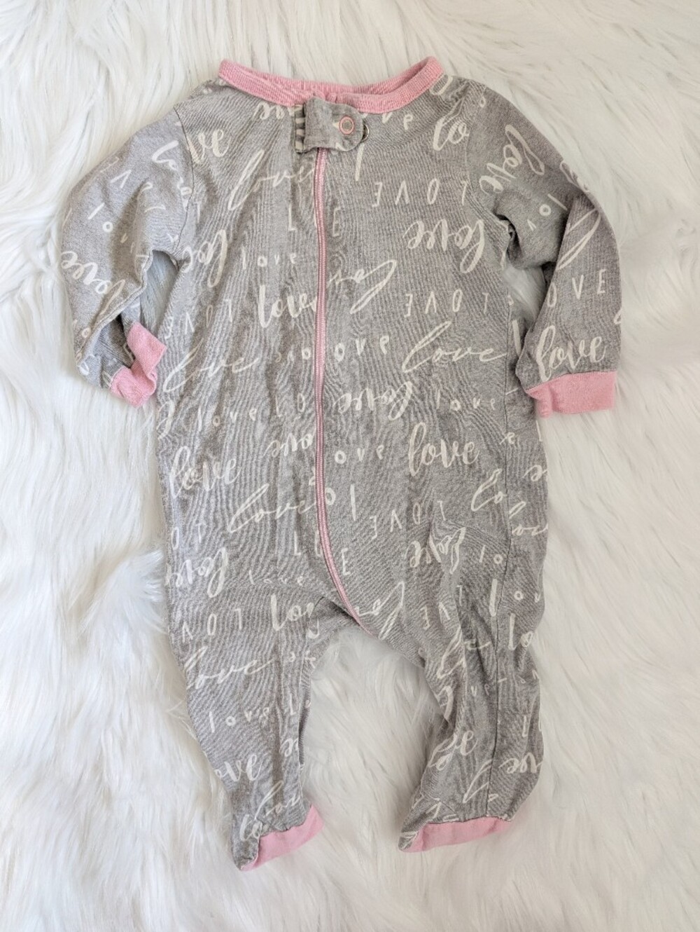 NEW Gerber 0-3M Gray Footed One-Piece with Pink Trim